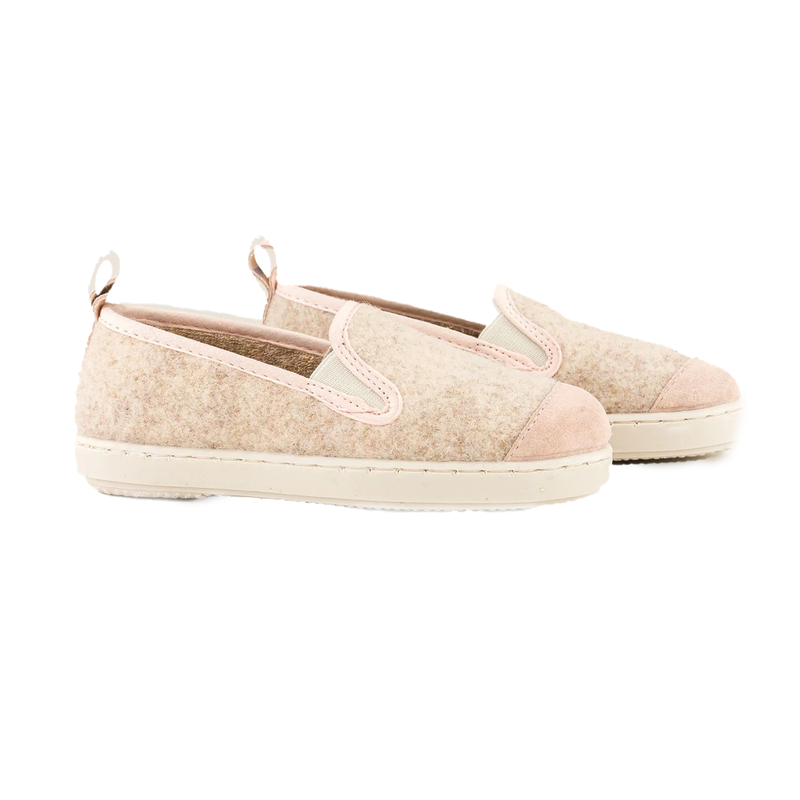 Chaussons Enfant Laine - Beige Rose Poudré