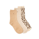 Set de 3 chaussettes fantaisie - Paillettes Léopard Beige | Fleux | 2