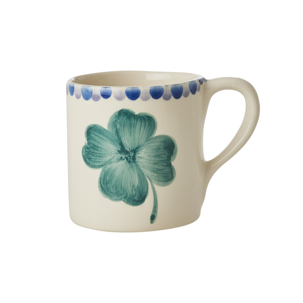 Hand painted ceramic clover mug