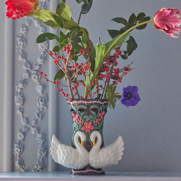 Ceramic Swan Vase