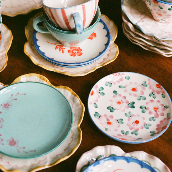 Ceramic Pink Flower Plate 