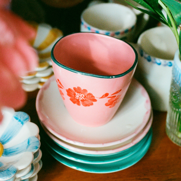 Orange Flowers Oval Ceramic Espresso Cup