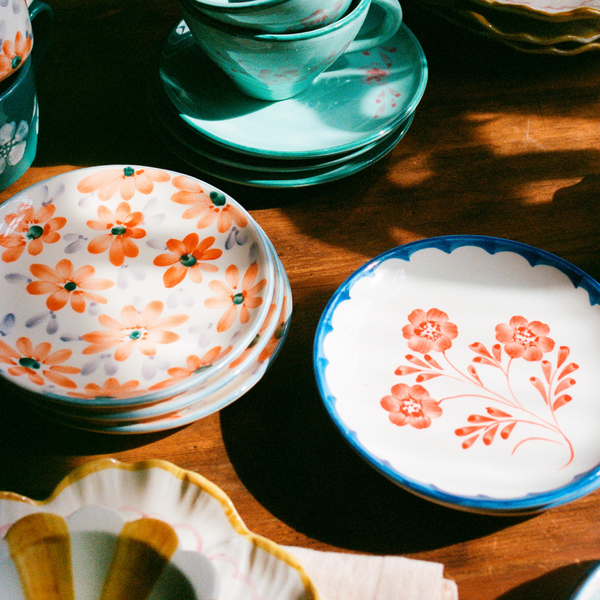 Assiette Fleurs Oranges en céramique