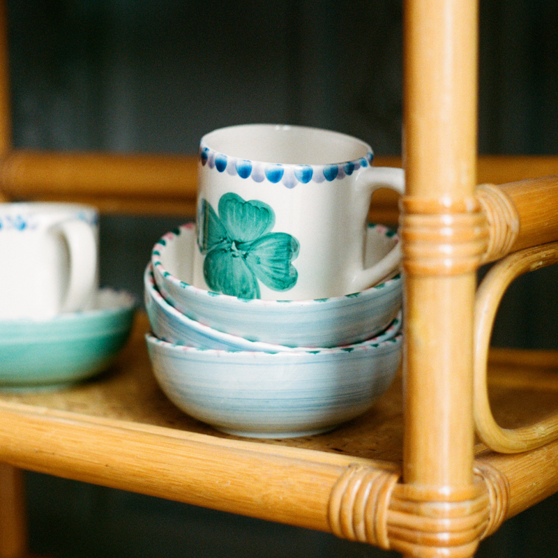 Tasse Trèfle peint à la main en céramique