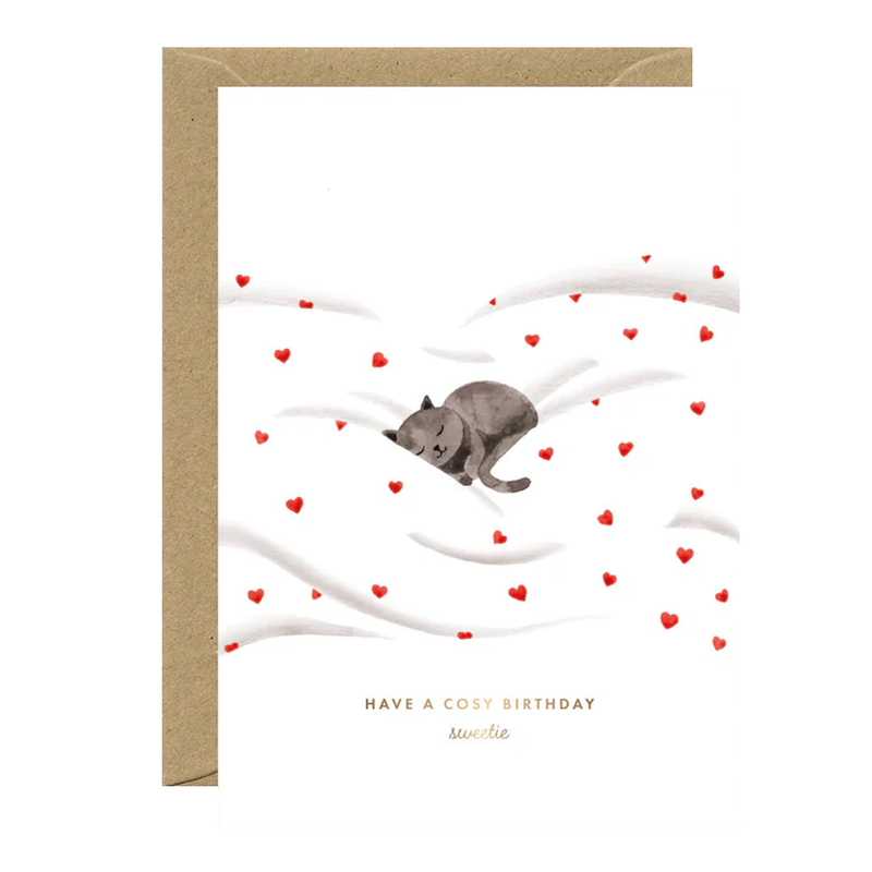 Carte d'anniversaire Gold Cosy Cat