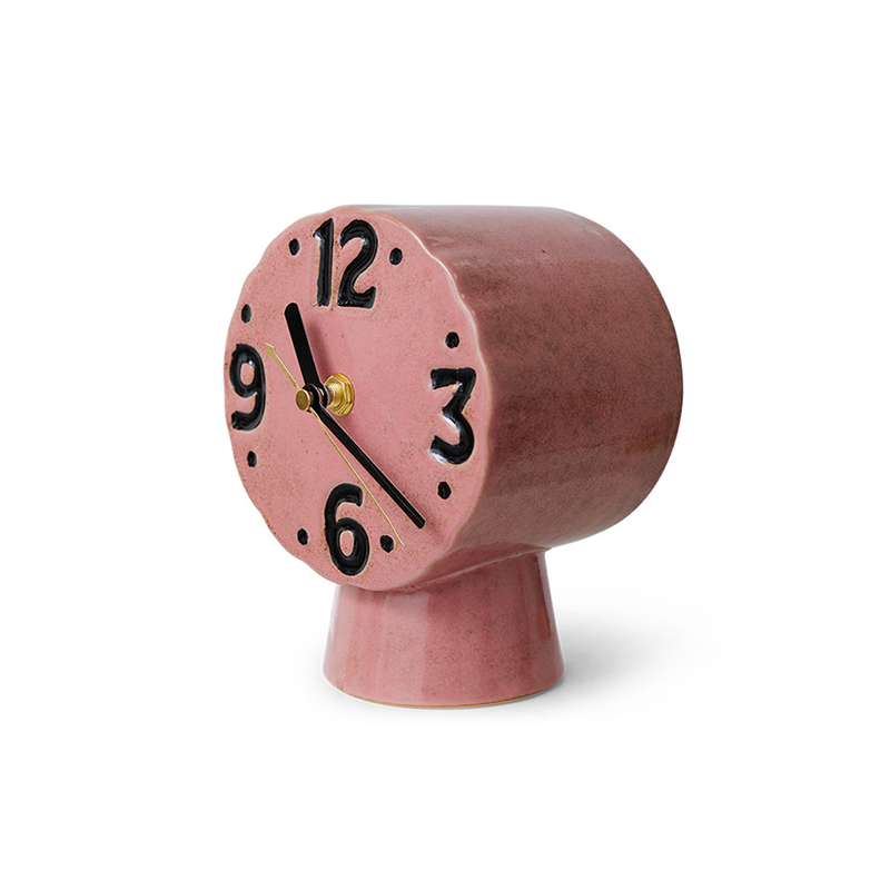 Horloge Rétro en céramique - h 16,2 cm - Rose