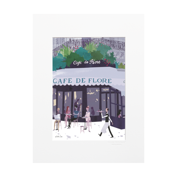 Affiche Paris Café de Flore - Why LA? Pourquoi Paris ? - 22 x 22 cm