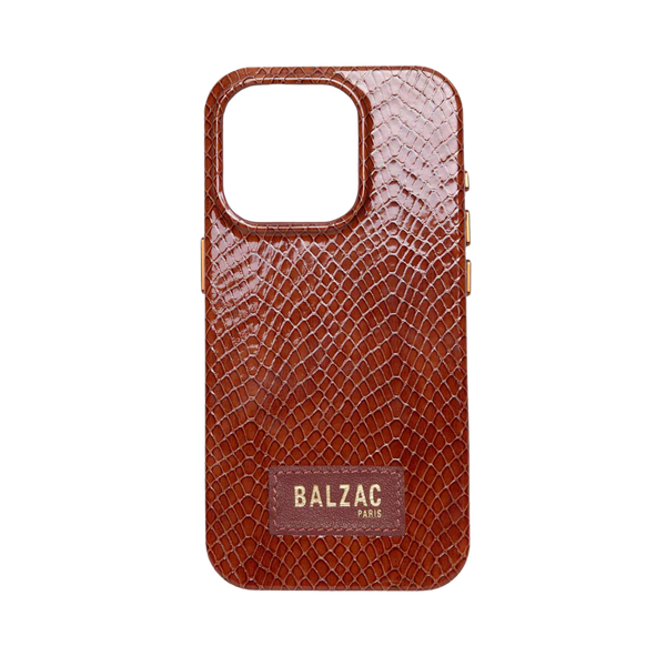 Coque de téléphone cognac embossé