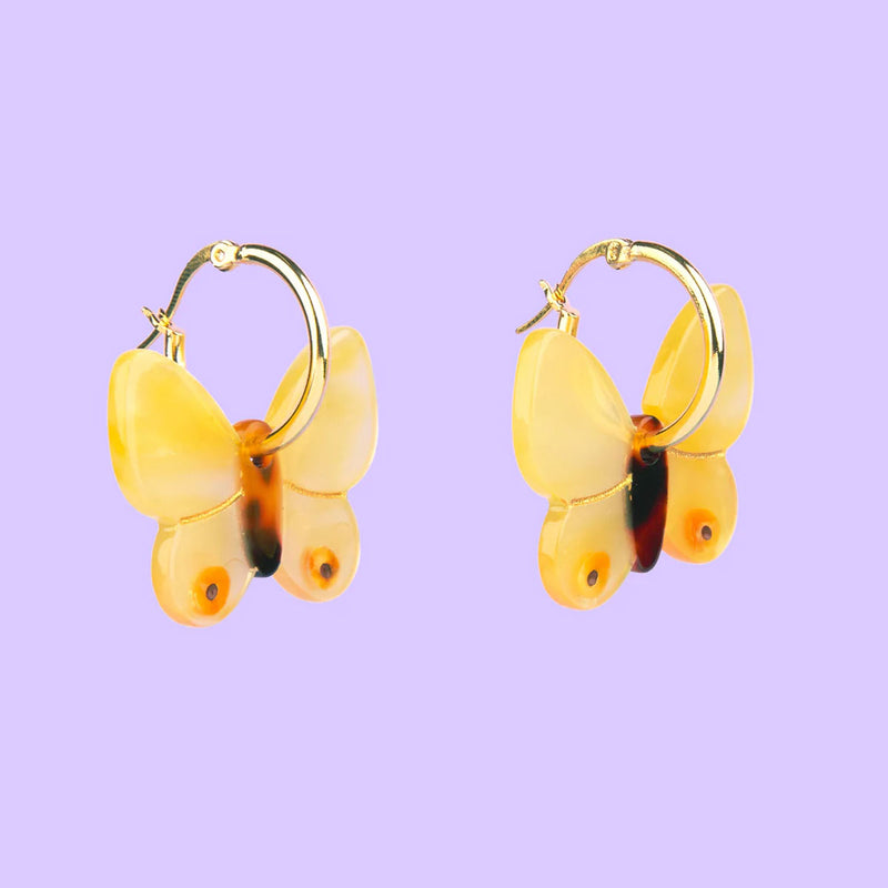 Boucles D'Oreilles Papillon - Jaune