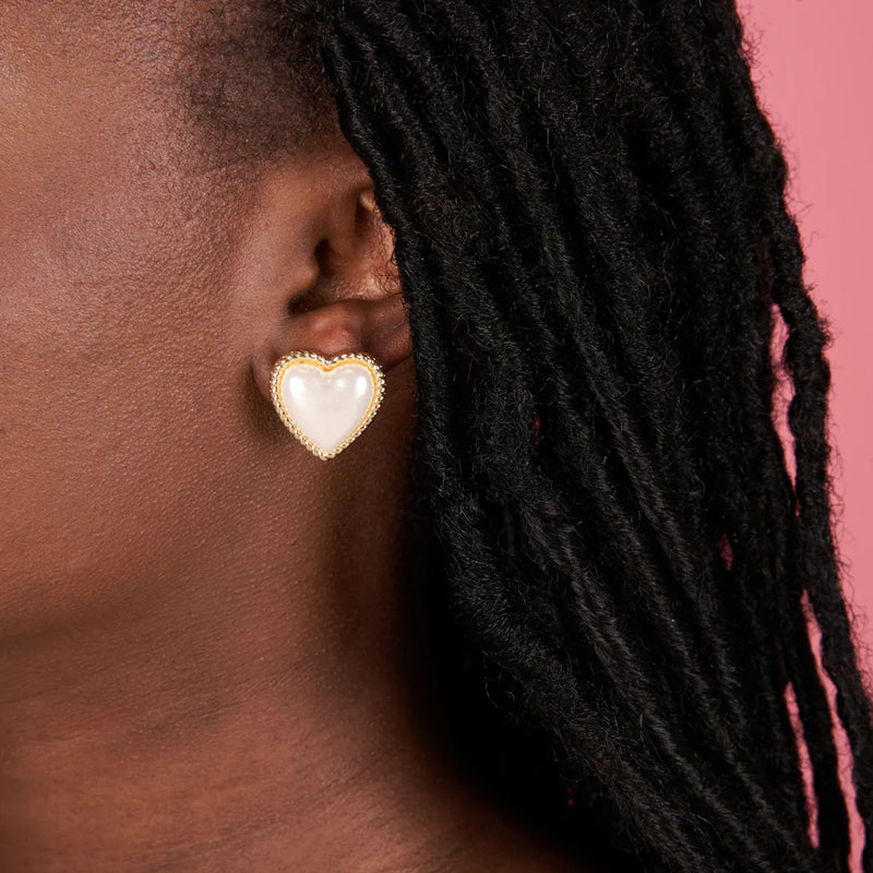 Pearl Heart Earrings