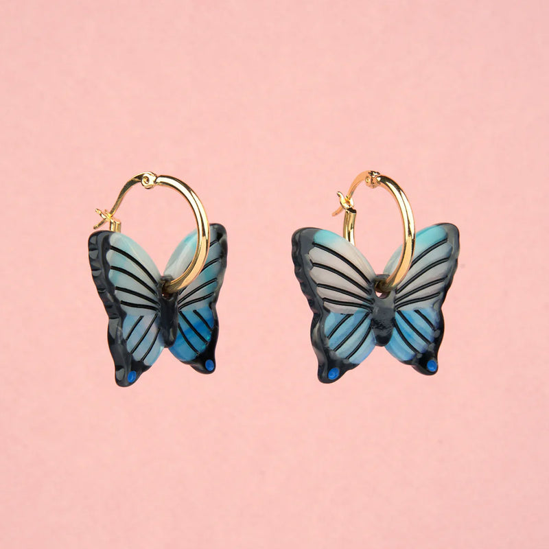 Boucles D'Oreilles Papillon - Bleu