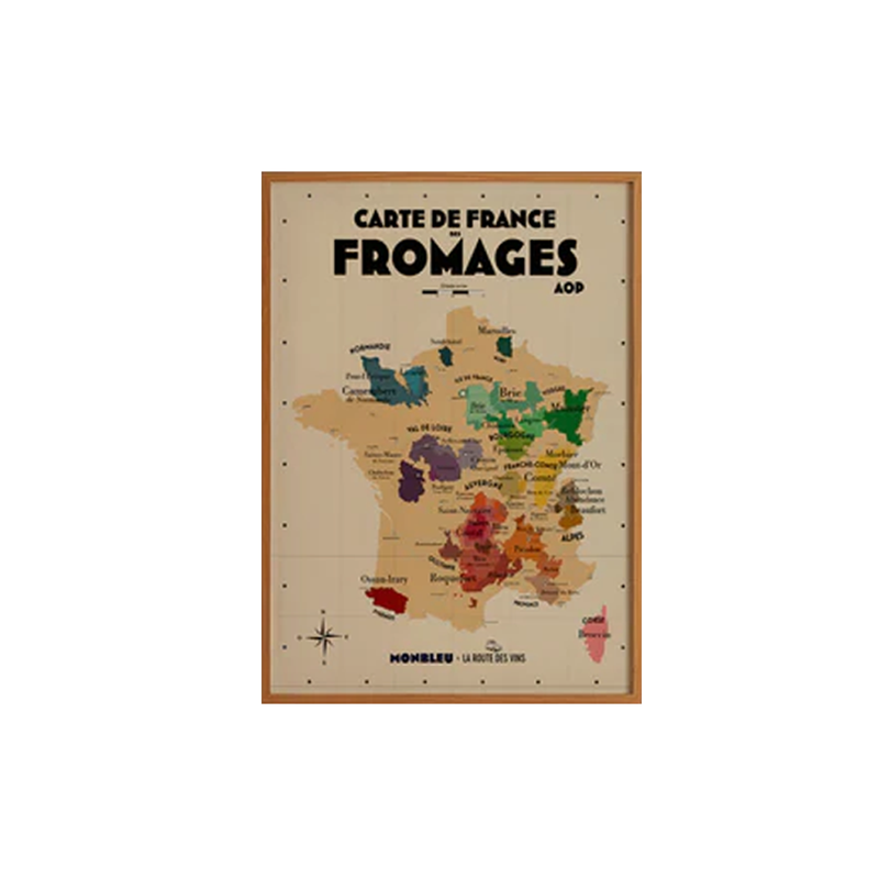 Carte de France des fromages AOP - 30 x 40 cm - Ecru