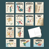 Pack 13 Cartes Postales Les Vins de France - 30 x 40 cm - Ecru | Fleux | 7