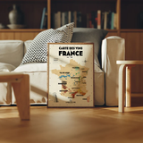 Carte des Vignobles Français - 30 x 40 cm - Ecru | Fleux | 9