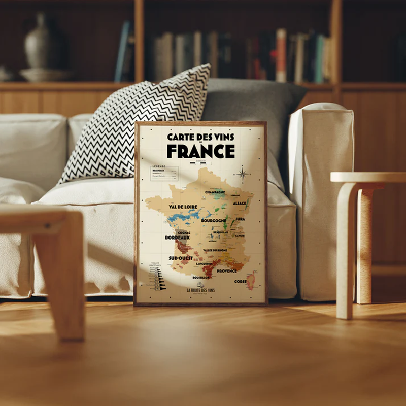 Carte des Vignobles Français - 30 x 40 cm - Ecru