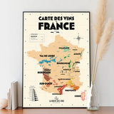 Carte des Vignobles Français - 30 x 40 cm - Ecru | Fleux | 8