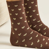 Set de 3 chaussettes fantaisie - Petit Coeur Doré Marron | Fleux | 6