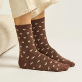 Set de 3 chaussettes fantaisie - Petit Coeur Doré Marron | Fleux | 5