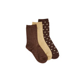 Set de 3 chaussettes fantaisie - Petit Coeur Doré Marron | Fleux | 4