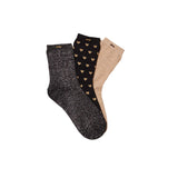 Set de 3 chaussettes fantaisie - Petit Coeur Noir Doré | Fleux | 3