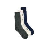 Set de 3 chaussettes Skieur - Marine Vert - 43/45 | Fleux | 3