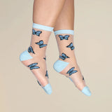 Chaussettes Transparentes Papillon - Bleu | Fleux | 7