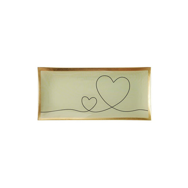 Rectangle Tray L - Heart - White - 10 x 21 cm