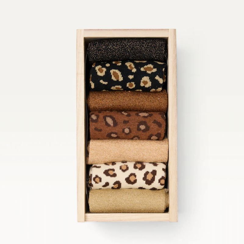 Coffret de 7 Chaussettes Léopard Paillettes