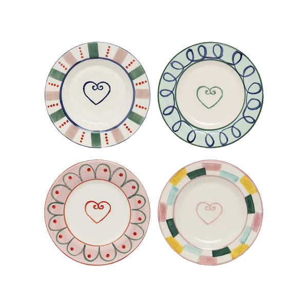 Lot de 4 Assiettes à pain / Dessous-de-verre Heart - Multi - Ø 15 cm