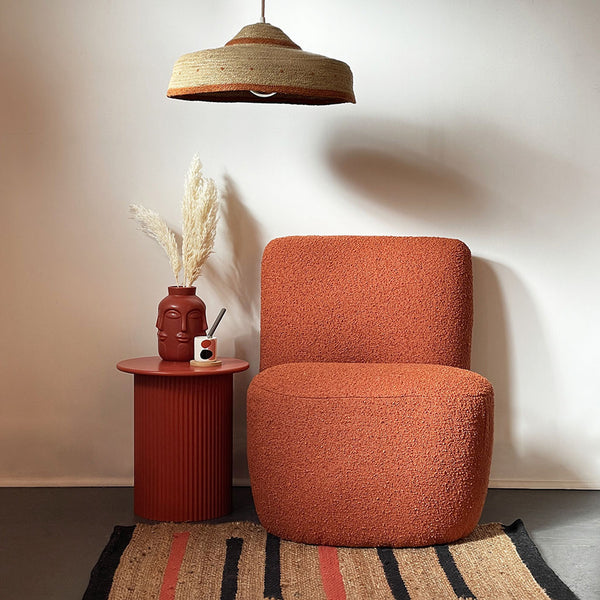 Eve armchair in bouclette fabric