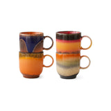 Lot de 4 Tasses à Cafe Brésil en Céramique 70'S - 10.8 x 7.5 x 8 cm | Fleux | 5
