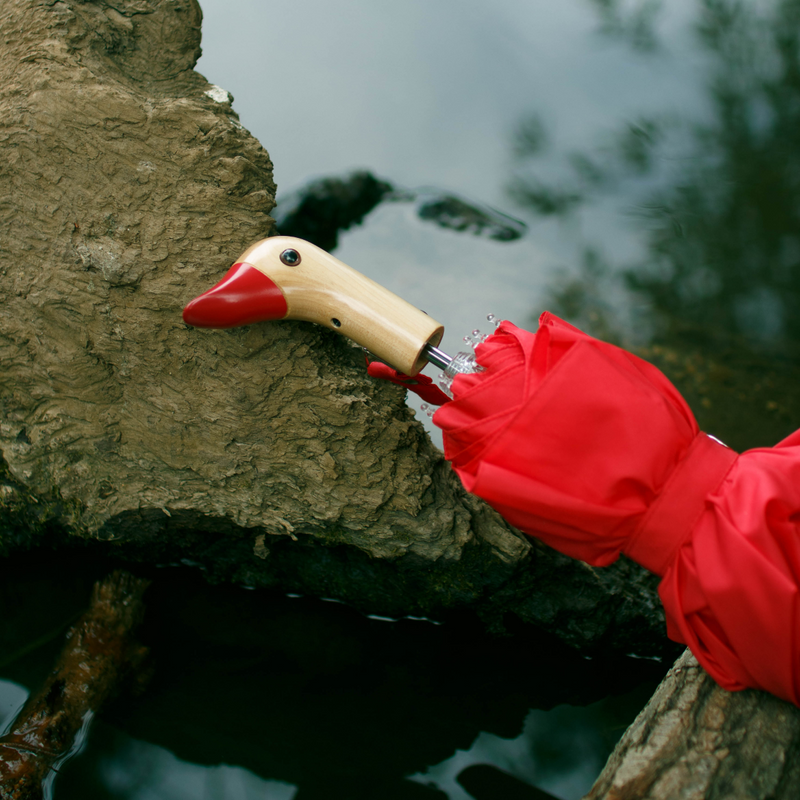 Parapluie à manche Tête de Canard - Rouge