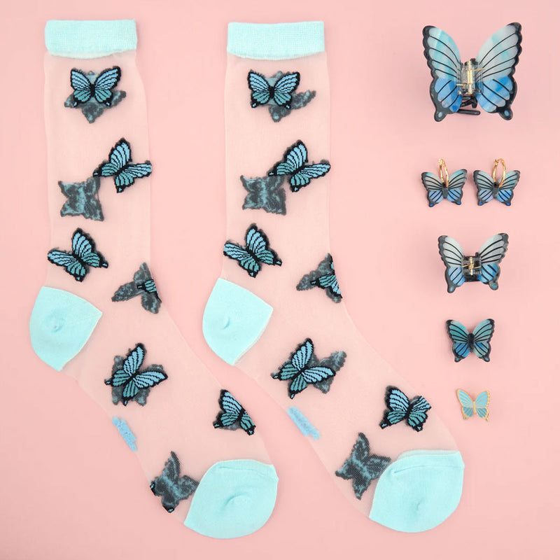 Boucles D'Oreilles Papillon - Bleu