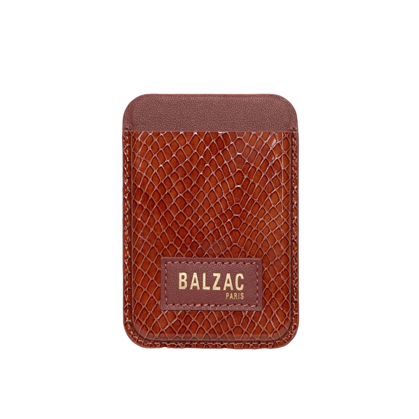 Porte-cartes Cuir Reptile Vernis - Cognac