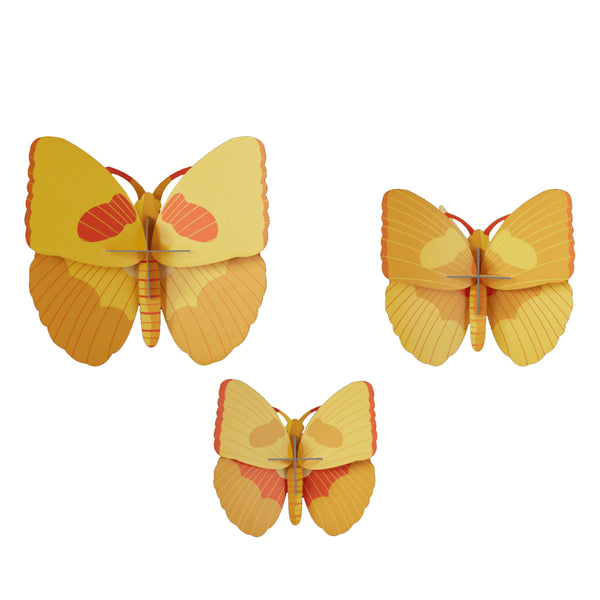 Set De 3 Décorations Murale Yellow Butterflies