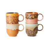 Lot de 4 Tasses à Cafe Cape en Céramique 70'S - 10.8 x 7.5 | Fleux | 4