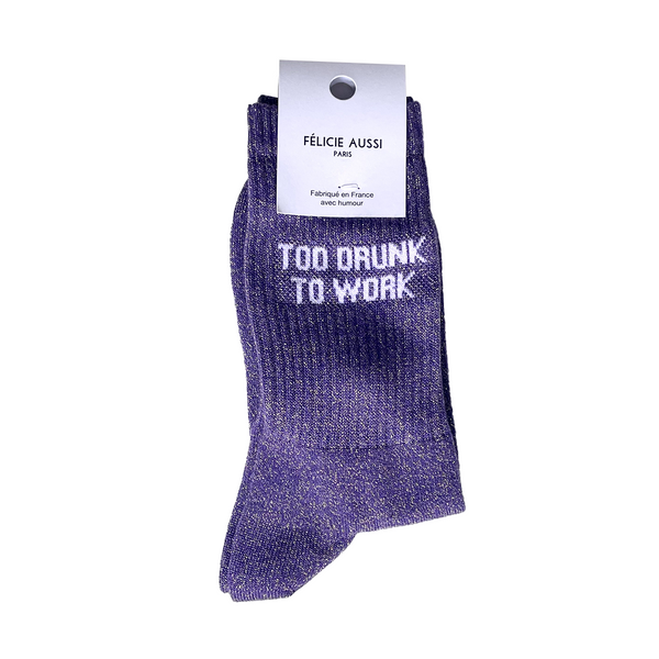 Too Drunk To Work Glitter Socks 36/40 - Purple