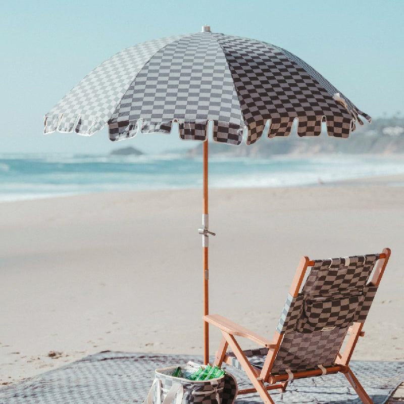 Parasol de Plage Premium à damier - Vintage Vert