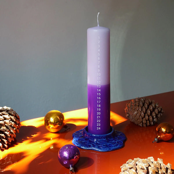 Mauna Candle Holder for Advent Candle - Bright Blue