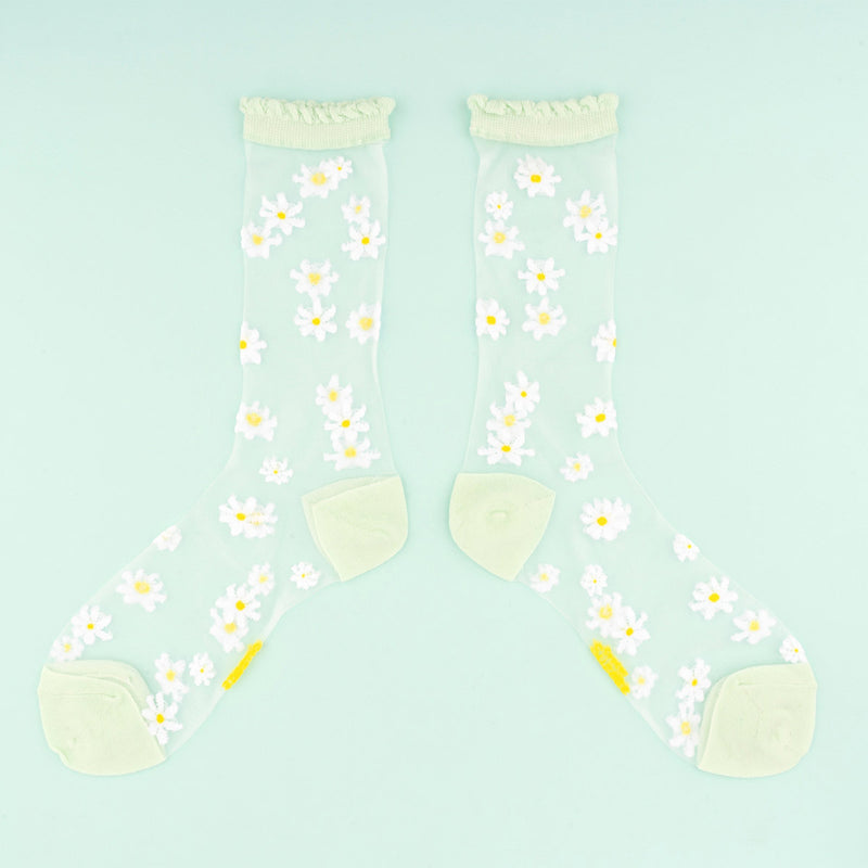 Transparent Socks 35/40 - Daisies